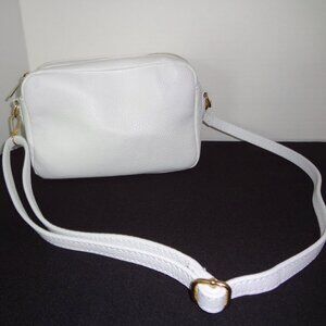 New-No Tag Italian Vera Belle White Leather Crossbody Bag